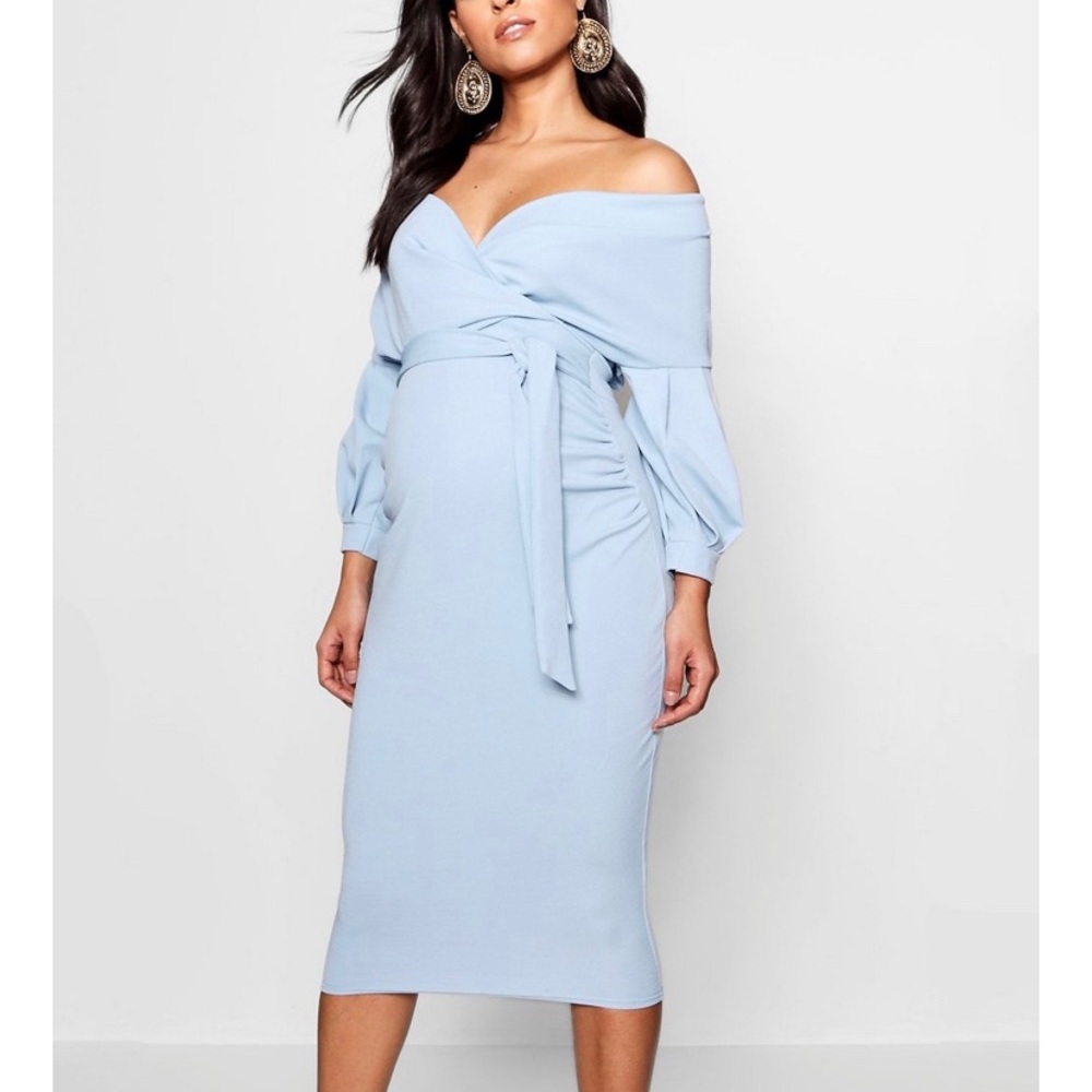 Gorgeous maternity dress off shoulder baby blue